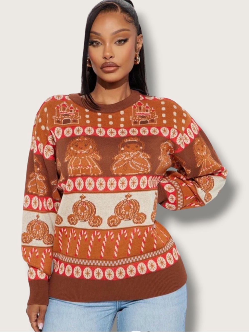 Disney Princess Gingerbread Christmas Sweater NWT